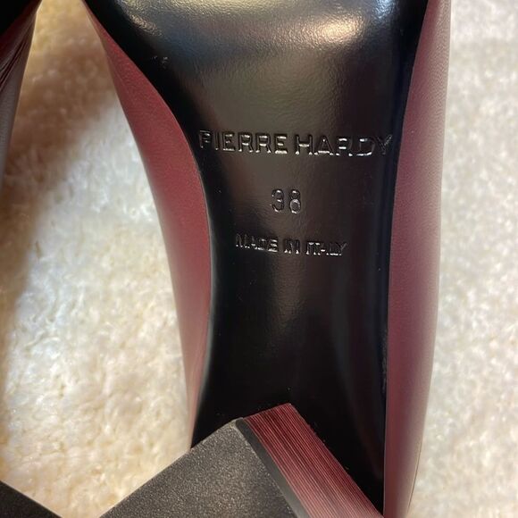 Pierre Hardy Burgundy Leather Block Heels Mules Womens Sz 7.5 - Picture 10 of 11